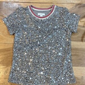 Nordstrom Kids Tee with Sparkling Silver Sequins